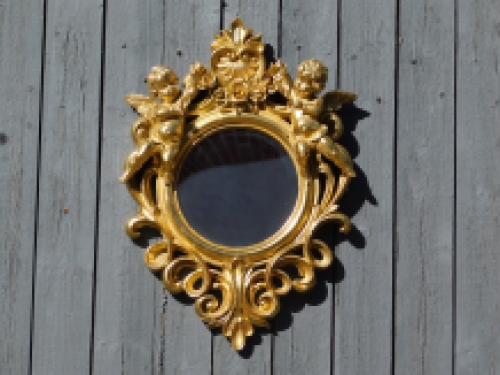 Ornate mirror with angels - gold frame - wall decoration
