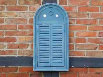 Mirror with wooden frame and doors - vintage blue