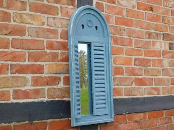 Mirror with wooden frame and doors - vintage blue