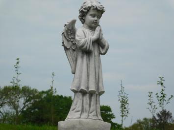 Standing angel on pedestal - full stone