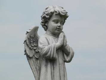 Standing angel on pedestal - full stone