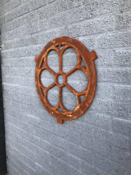 Window metall-rust round, 60 cm