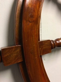 Beautiful large hardwood steering wheel with brass hub