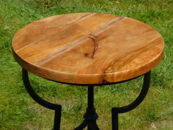 Side table Industrial - mango wood - with black iron base