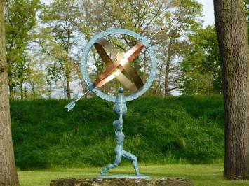 Sundial Atlas, bronze-brass, Aris Mundi Apollo, man carries earth.