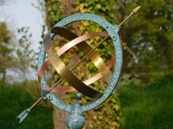 Sundial Atlas, bronze-brass, Aris Mundi Apollo, man carries earth.