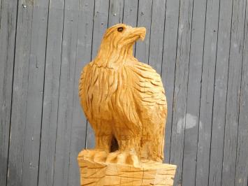 Heavy oak garden bench with large carved eagle on the right holder, unique and beautiful.