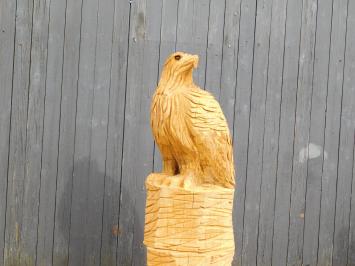 Heavy oak garden bench with large carved eagle on the right holder, unique and beautiful.