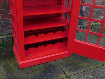 Antique telephone booth, red, made of wood, like jointer, cupboard / wine cabinet!