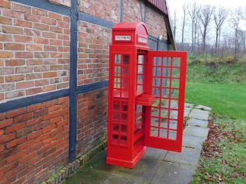 Antieke telefooncel, rood, van hout, zoals voeger, kast / wijnkast!