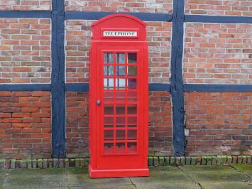 Antique telephone booth, red, made of wood, like jointer, cupboard / wine cabinet!