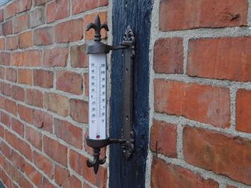 Thermometer mit französischer Lilie - Gusseisen - Rahmenthermometer - wetterfest