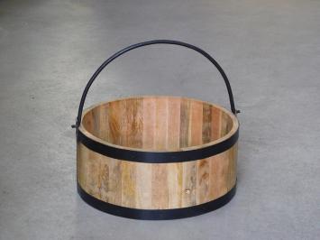 Flower bucket-bucket tub - mango wood - with black metal