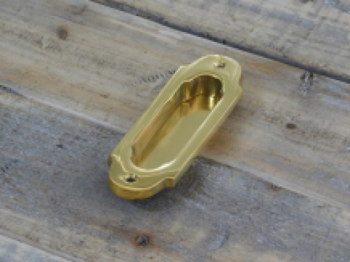 Sliding door handle - polished brass - bowl handle