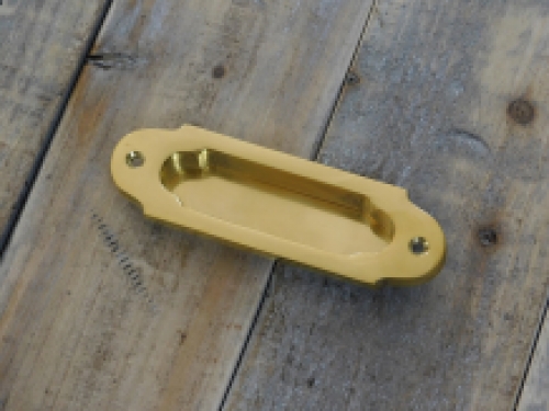 Sliding door handle - polished brass - bowl handle