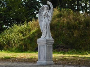 Garden Statue: Angel with Wings on a Pedestal – 127 cm – Stone