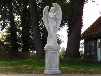Garden Statue: Angel with Wings on a Pedestal – 127 cm – Stone
