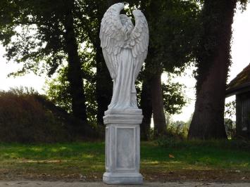 Garden Statue: Angel with Wings on a Pedestal – 127 cm – Stone
