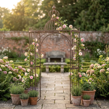 Elegant Iron Garden Arch – approx. 290 cm high