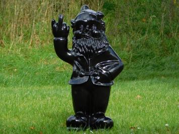 Gartenzwerg Mittelfinger XL - 80 cm - Schwarz - Polystone