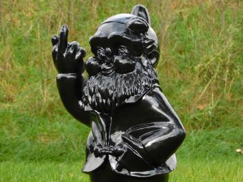 Garden gnome Middle finger XL - 80 cm - Black - Polystone