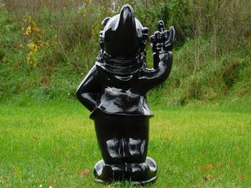 Gartenzwerg Mittelfinger XL - 80 cm - Schwarz - Polystone