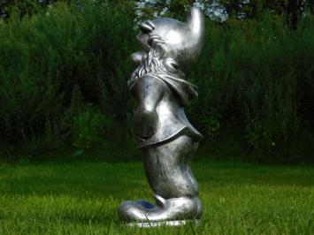 Garden Gnome Middle Finger XL - 80 cm - Silver Grey with Black - Polystone