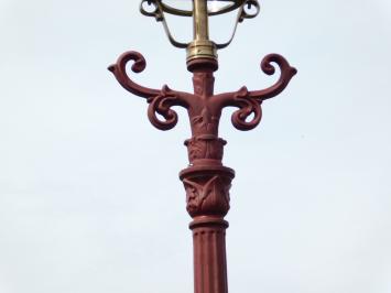 Garden lantern, cast iron outdoor lamp with brass and copper lampshade