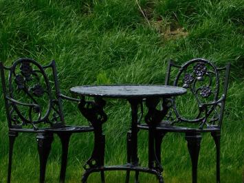 Tuinset ''Versailles'', zwart gietijzer, art nouveau stijl, stoelen en tafel