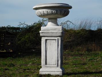 Gartenvase mit Blättern auf Sockel - 77 cm - Stein