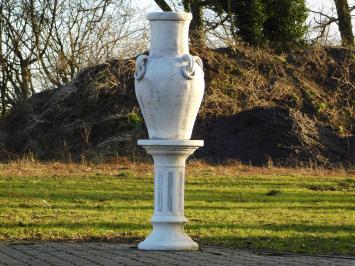 Garden Vase with Rings on Pedestal - 135 cm - Solid Stone