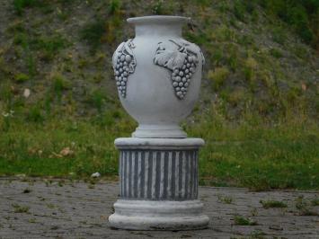 Tuinvaas Druiven op Sokkel - 54 cm - Steen