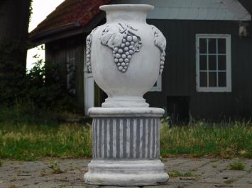 Tuinvaas Druiven op Sokkel - 54 cm - Steen