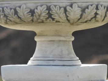 Garden Vase with Leaves - Round - Stone