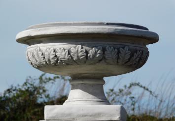 Garden Vase with Leaves - Round - Stone