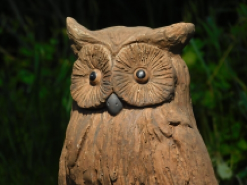 Owl XL on tree stump - woodlook - polystone