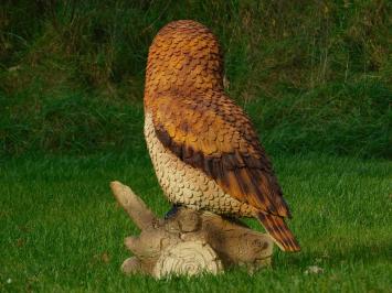 Owl on Tree Trunk XL - Full in Colour - Polystone