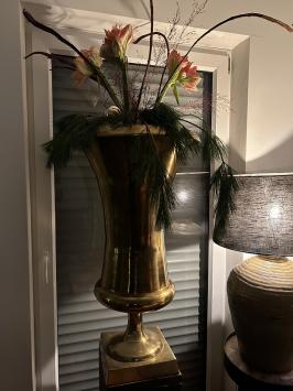 Großer Blumentopf - Vase - Schale - goldfarben - Alu