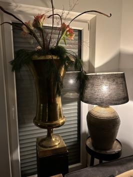 Large flowerpot - vase - bowl - gold colour - alu