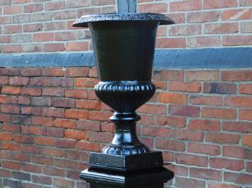 Large garden vase on column - black - cast iron