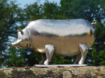 Statue Pig - metal - chrome colour