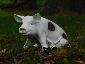 Statue Schwein mit schwarzen Flecken - schwarz und weiß - polystone