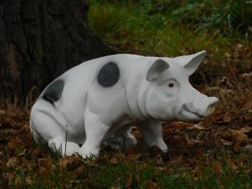 Statue Schwein mit schwarzen Flecken - schwarz und weiß - polystone