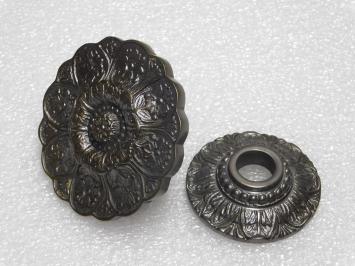 Fester Türknauf „Blume“ mit Rosette – dunkel patiniertes Messing