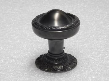 Solid Door Knob with Floral Rosette - Dark Patinated Brass