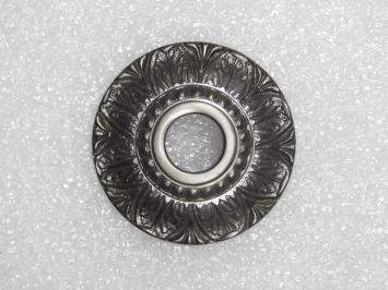 Solid Door Knob with Floral Rosette - Dark Patinated Brass