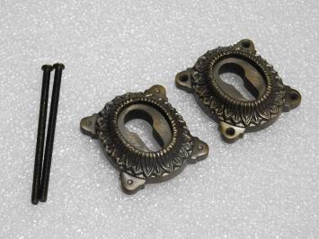 Set Klassieke Veiligheidsrozetten PC - Massief - Donker Gepatineerd Messing