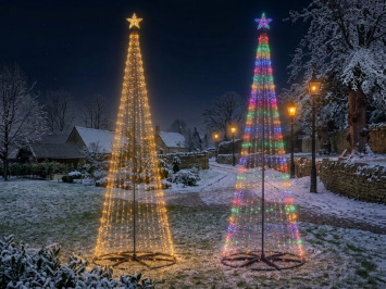 Beleuchteter XL-Weihnachtsbaum für den Außenbereich – 350 cm – Warmweiß & farbig – LED – mit Timer