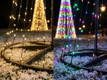 Beleuchteter XL-Weihnachtsbaum für den Außenbereich – 350 cm – Warmweiß & farbig – LED – mit Timer
