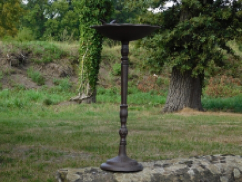 Bird bath XL - with bird - cast iron - dark brown